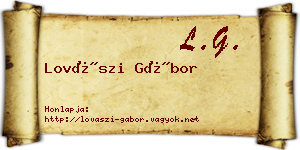 Lovászi Gábor névjegykártya